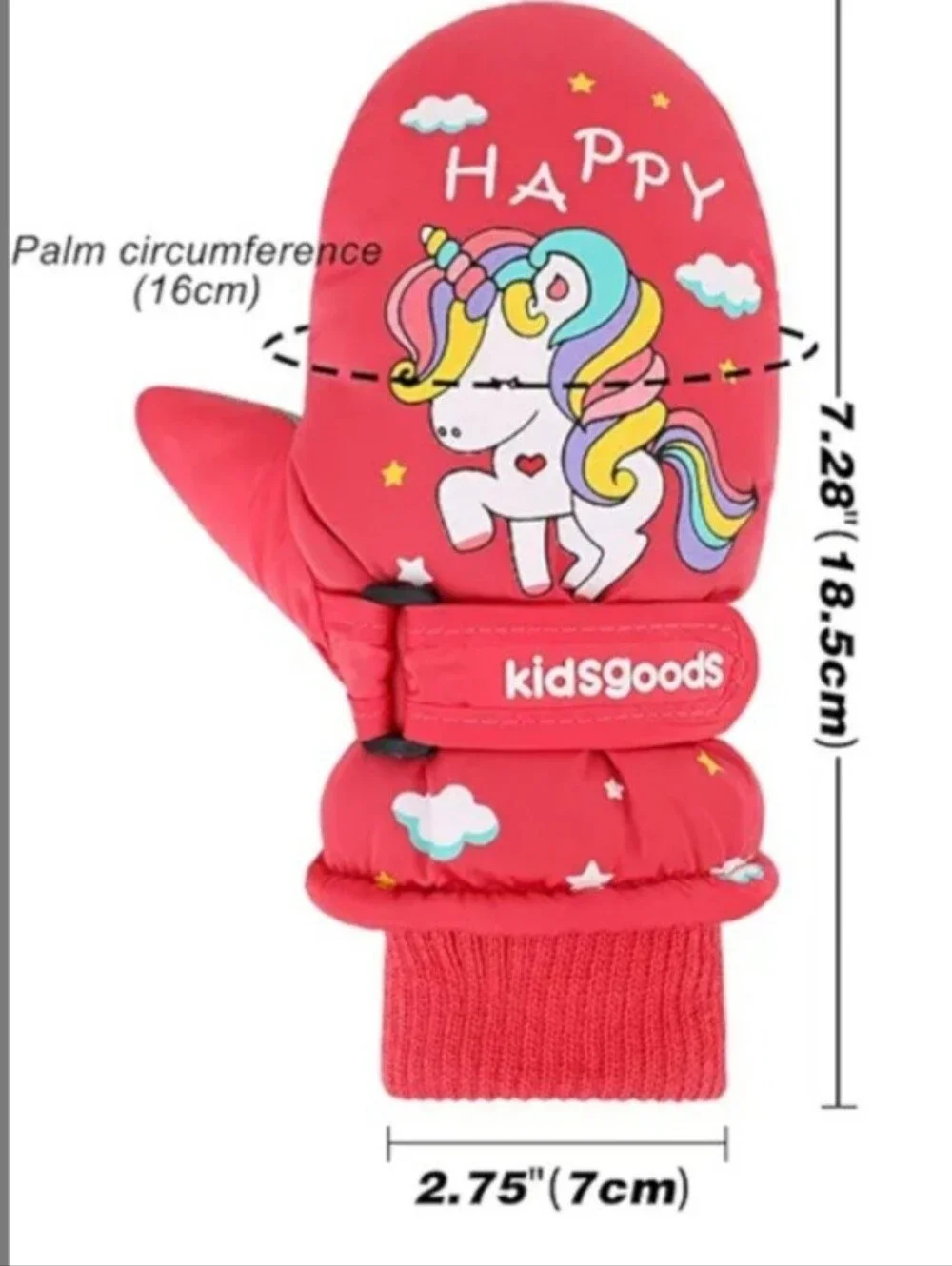 Kids' Pink Unicorn Mittens/Size Small